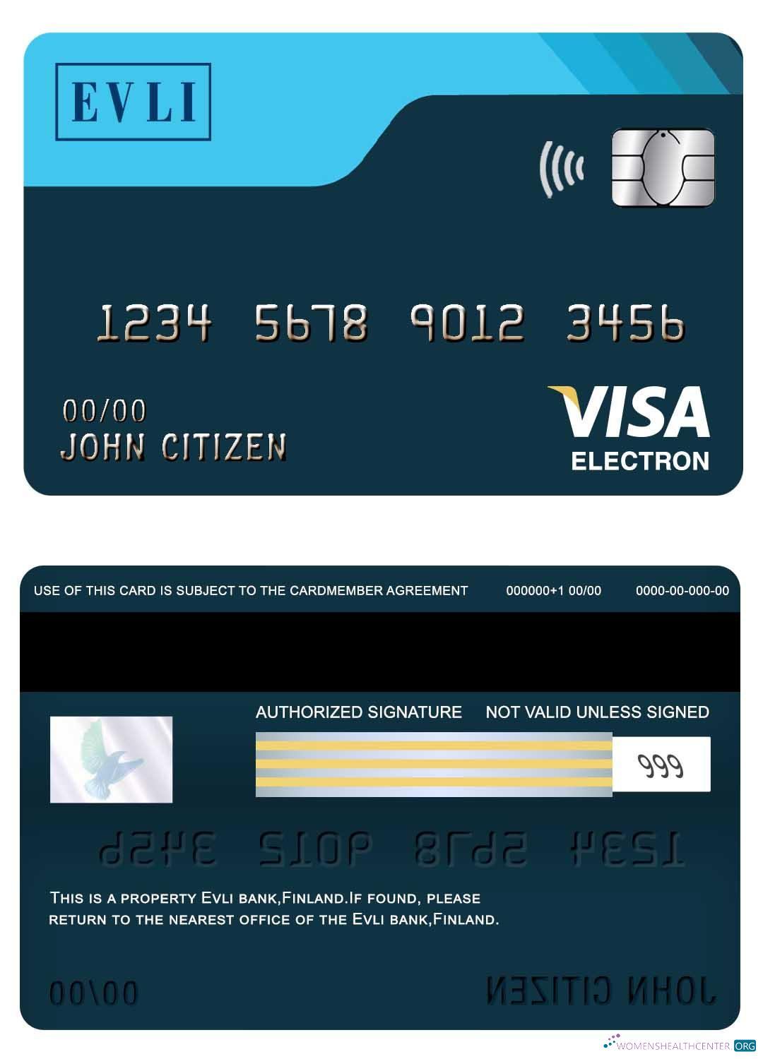 Download Finland Evli bank visa electron card Photoshop template